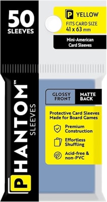 BOARD GAME SLEEVES: PHANTOM SLEEVES- GLOSS/MATTE(41MM X 63MM)- CLEAR (50CT)