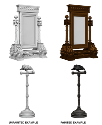 WIZKIDS DEEP CUTS UNPAINTED MINIATURES MIRROR & BIRD ON STAND