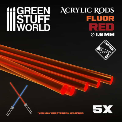 BARRAS ACRILICAS - REDONDAS 1,6 MM FLUOR ROJO-NARANJA