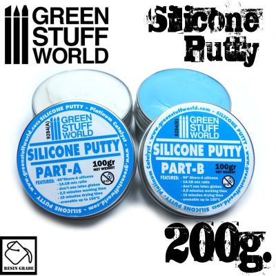 GSW_GREEN STUFF WORLD: MASILLA SILICONA AZUL PARTES A-B / BLUE SILICONE PUTTY PARTS A-B 200 GRS.