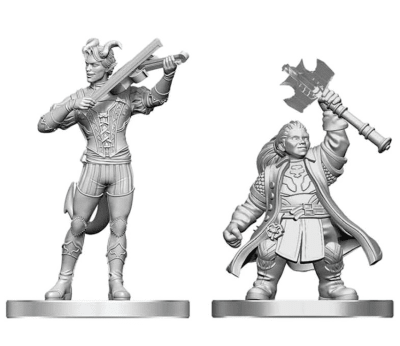 D&D NOLZUR'S MARVELOUS MINIATURES - UNPAINTED MINIS- WAVE 29- TIEFLING BARD & DWARF CLERIC