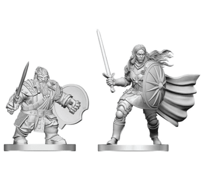 D&D NOLZUR'S MARVELOUS MINIATURES - UNPAINTED MINIS- WAVE 29- DWARF FIGHTER & ORC PALADIN