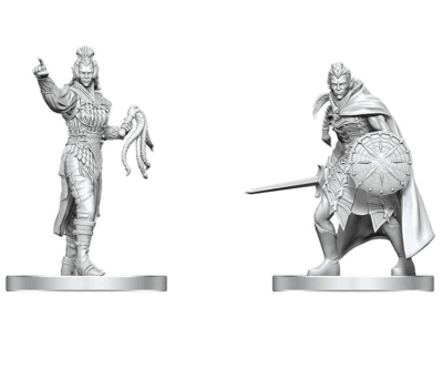 D&D NOLZUR'S MARVELOUS MINIATURES - UNPAINTED MINIS- WAVE 29- DROW ELITE WARRIOR & DROW PRIESTESS OF