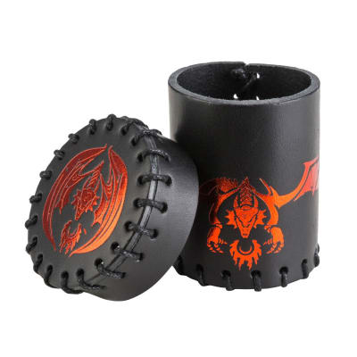 QWORKSHOP FLYING DRAGON BLACK & RED LEATHER DICE CUP