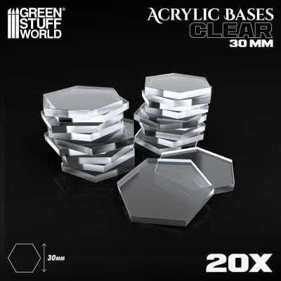 PEANAS ACRÍLICAS - HEXAGONALES 30 MM TRANSPARENTES