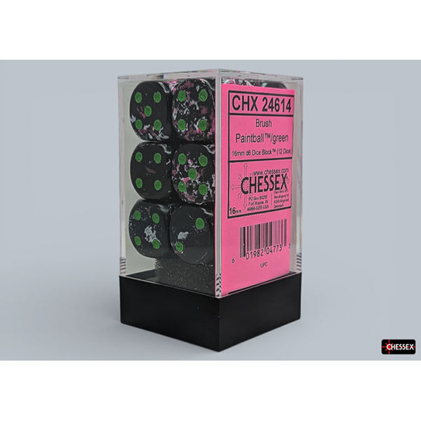 BRUSH PAINTBALL - GREEN 16MM DICE BLOCK1