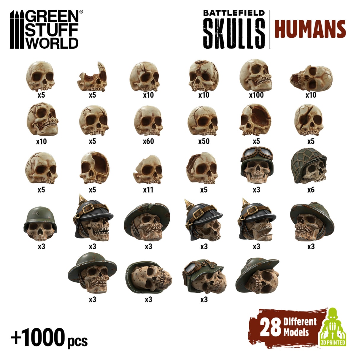 1000X CRANEOS DE RESINA 1:48-1:352