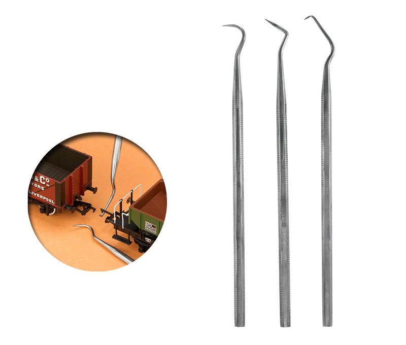 HERRAMIENTAS - SET DE 3 CURETAS GANCHO CON DOBLE CABEZAL ACERO INOX.1