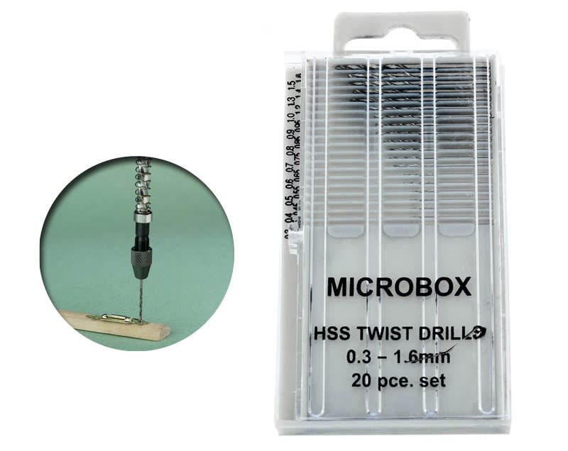 HERRAMIENTAS MODELISMO SET DE 20 MINIBROCAS DE PRECISION 0.3-1.6MM1