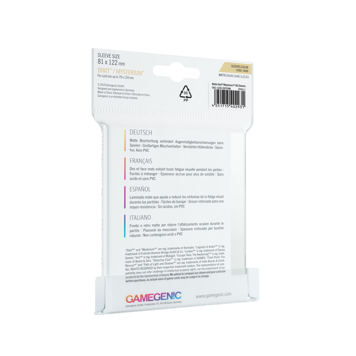 GG BGG SLEEVES PRIME DIXIT SLEEVES (90) 81 X122 MM MATTE2
