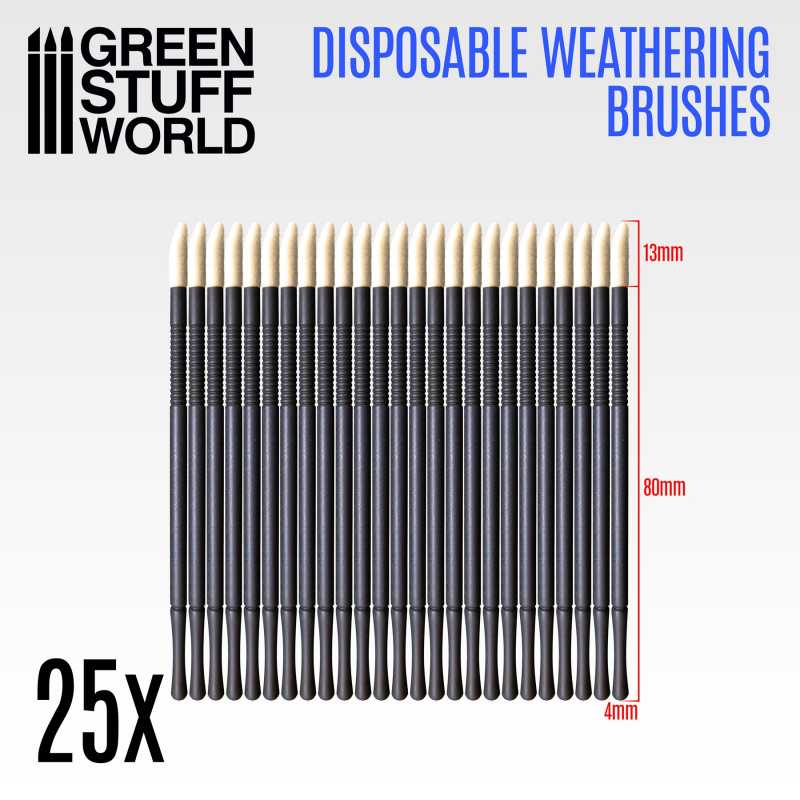 PINCELES WEATHERING BLANCOS / DISPOSABLE WEATHERING BRUSHES (25PCS)1