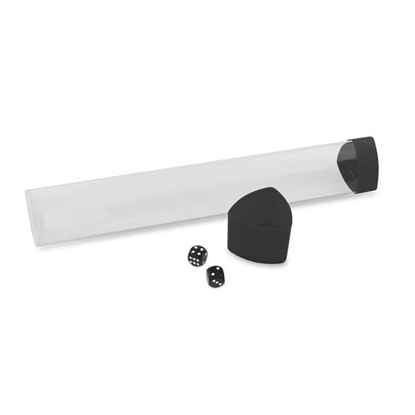 Tube: Playmat- Clear with Black Caps and Dice2