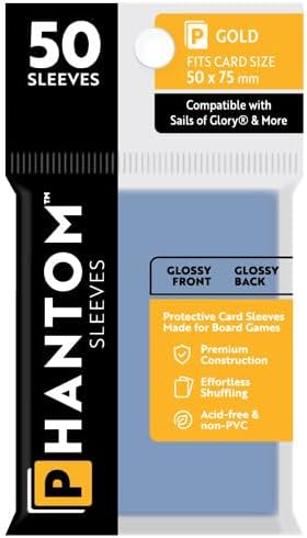 BOARD GAME SLEEVES: PHANTOM SLEEVES- GLOSS/GLOSS(50MM X 75MM)- CLEAR (50CT)1