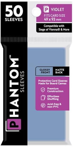 BOARD GAME SLEEVES: PHANTOM SLEEVES- GLOSS/MATTE(49MM X 93MM)- CLEAR (50CT)1