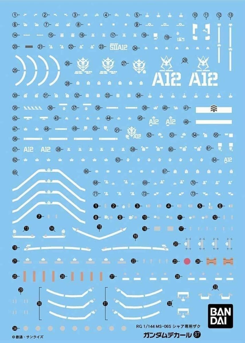 GUNDAM DECAL 87 RG 1/144 MS-06S CHAR'S ZAKU1