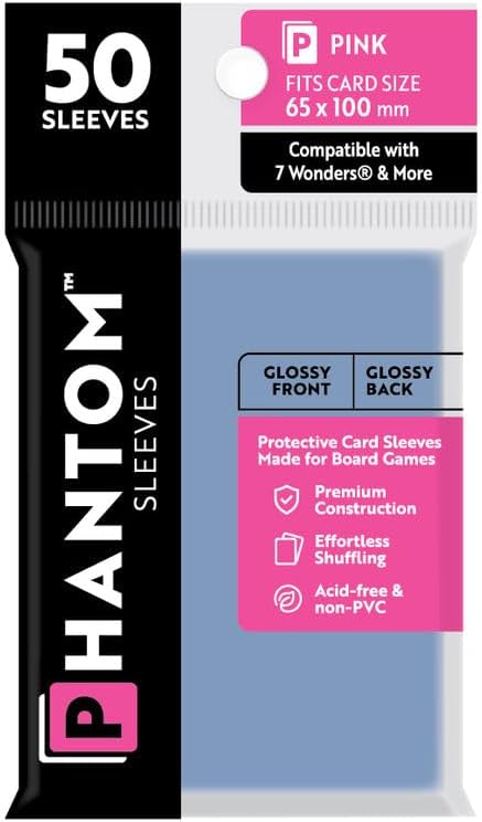 BOARD GAME SLEEVES: PHANTOM SLEEVES- GLOSS/GLOSS(65MM X 100MM)- CLEAR (50CT)1