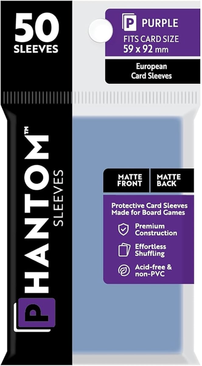 BOARD GAME SLEEVES: PHANTOM SLEEVES- MATTE/MATTE(59MM X 92MM)- CLEAR (50CT)1