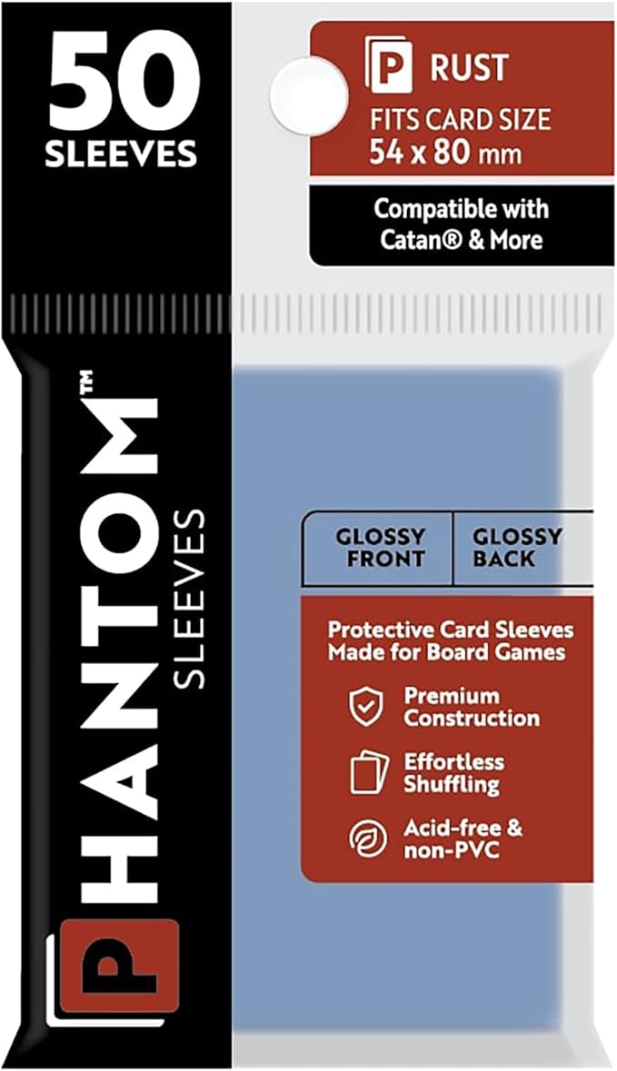 BOARD GAME SLEEVES: PHANTOM SLEEVES- GLOSS/GLOSS(54MM X 80MM)- CLEAR (50CT)1