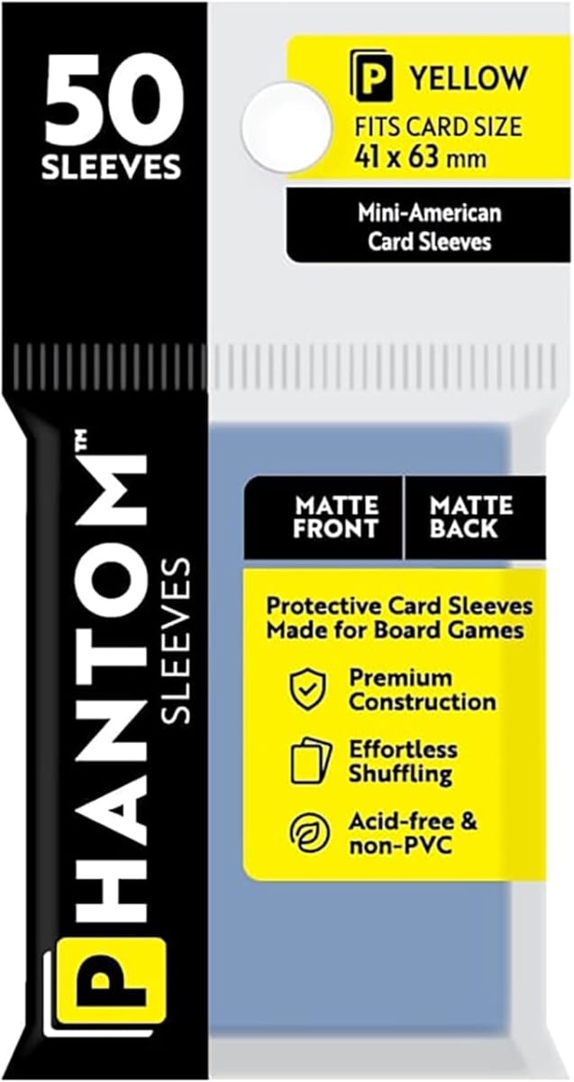 BOARD GAME SLEEVES: PHANTOM SLEEVES- MATTE/MATTE(41MM X 63MM)- CLEAR (50CT)1