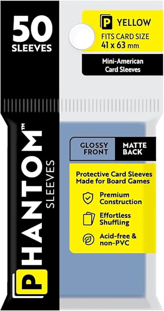 BOARD GAME SLEEVES: PHANTOM SLEEVES- GLOSS/MATTE(41MM X 63MM)- CLEAR (50CT)1