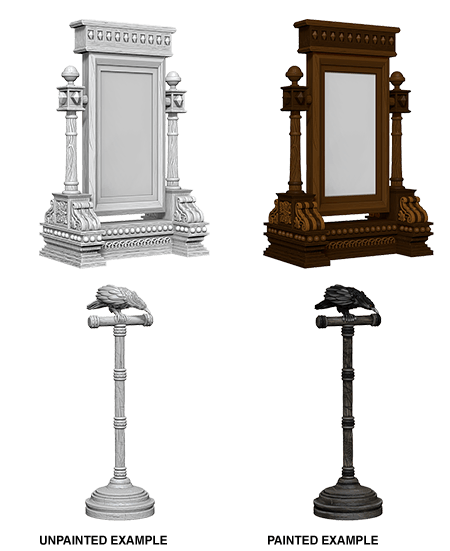 WIZKIDS DEEP CUTS UNPAINTED MINIATURES MIRROR & BIRD ON STAND1