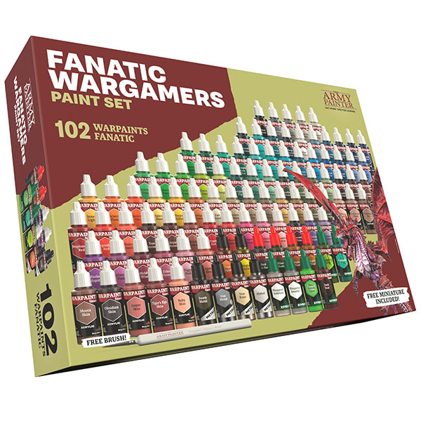 WARPAINT: FANATIC WARGAMERS PAINT SET (102 COLORS + 1 LARGE MINIATURE)2