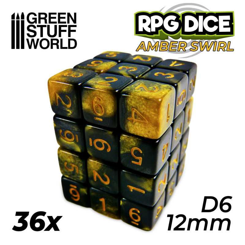36X DADOS D6 12MM - AMBAR MARMOL1