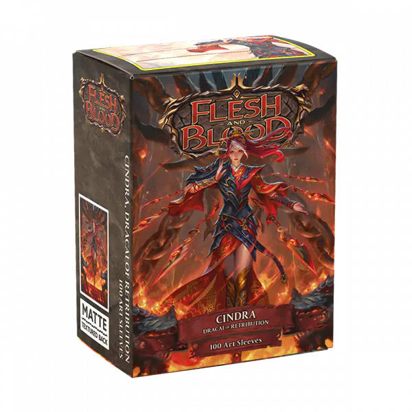 DRAGON SHIELD SLEEVES: STANDARD- MATTE FLESH & BLOOD CINDRA, DRACAI OF RETRIBUTION ART, LIMITED EDI2