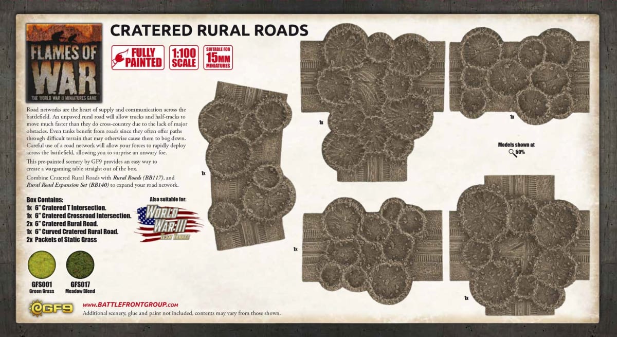 BATTLEFIELD IN A BOX: TRAVEL- CRATERED RURAL ROADS (X6) - LIMITED EDITION1