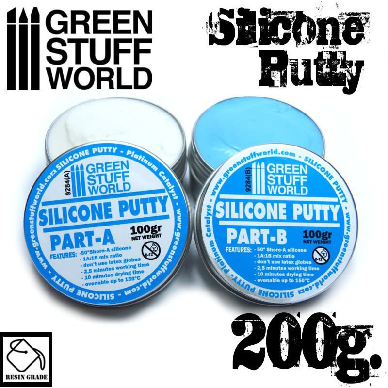 GSW_GREEN STUFF WORLD: MASILLA SILICONA AZUL PARTES A-B / BLUE SILICONE PUTTY PARTS A-B 200 GRS.1