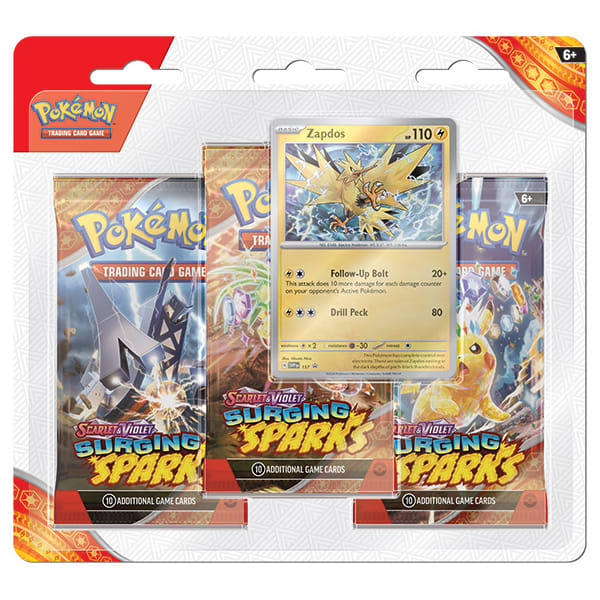 POKEMON TCG: SCARLET & VIOLET 08 SURGING SPARKS- 3-BOOSTER ZAPDOS1