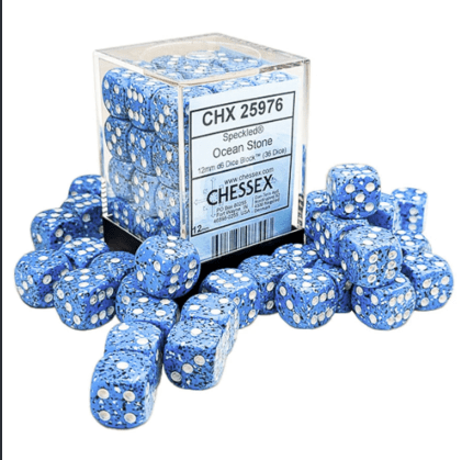 SPECKLED 12MM D6 OCEAN STONE DICE BLOCK (36 DICE)1