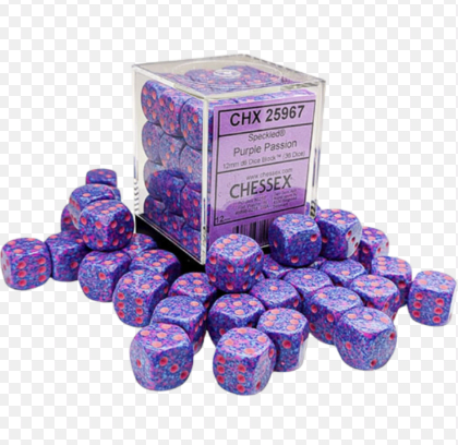SPECKLED 12MM D6 PURPLE PASSION DICE BLOCK (36 DICE)1