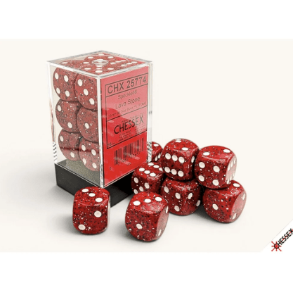 SPECKLED 16MM D6 LAVA STONE DICE BLOCK (12 DICE)1