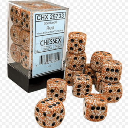 SPECKLED 16MM D6 RUST DICE BLOCK (12 DICE)1