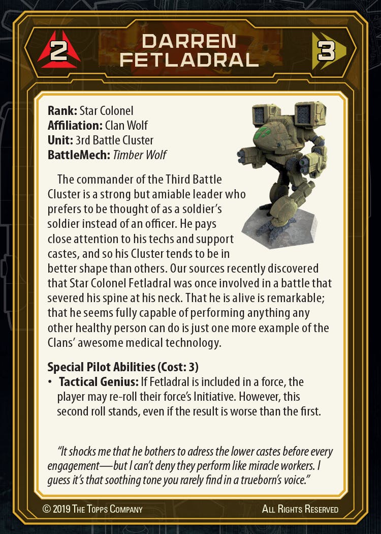 BATTLETECH - MECHWARRIORS CARD PACK I1