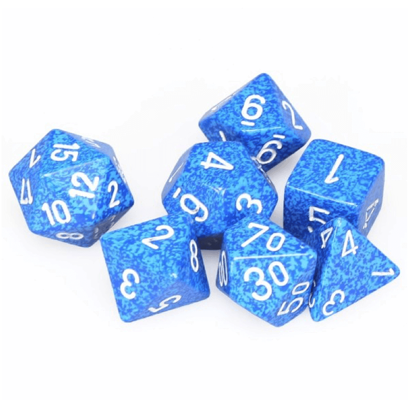 CHESSEX: SET 7 DADOS - POLYHEDRAL: BLUE/WHITE1