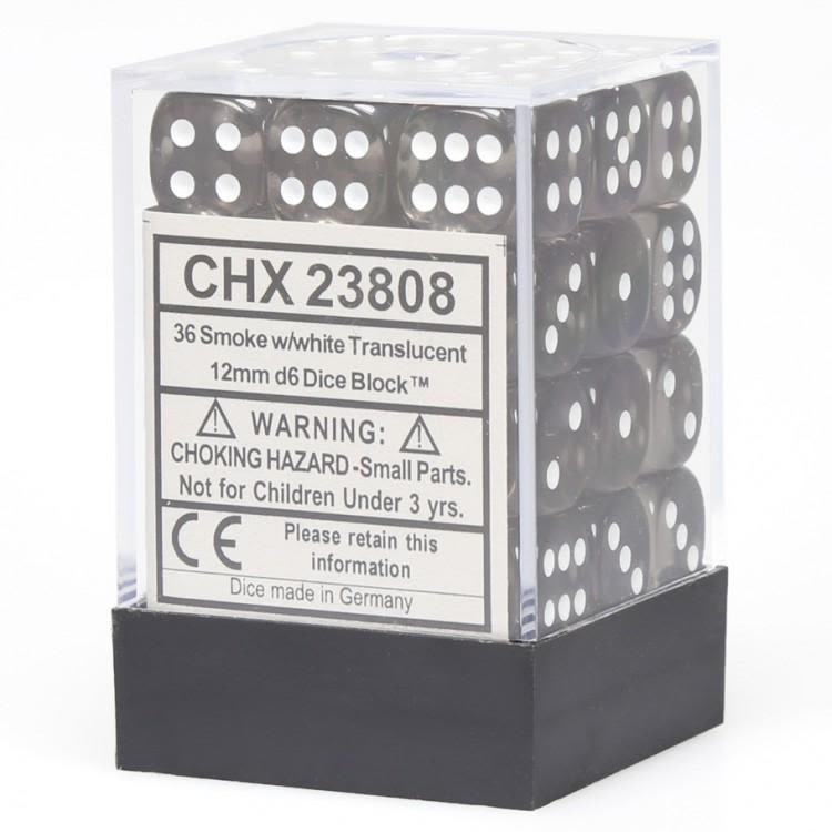 CHESSEX: SET 36 DADOS - D6: SMOKE/WHITE2