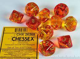 10d10 Gemini Translucent Translucent RedYellow/Gold1