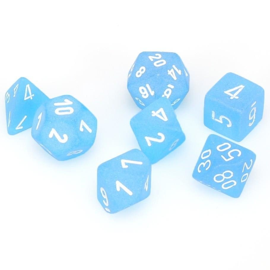 DAD SET 7 DADOS FROSTED CARIBBEAN BLUE/WHITE1