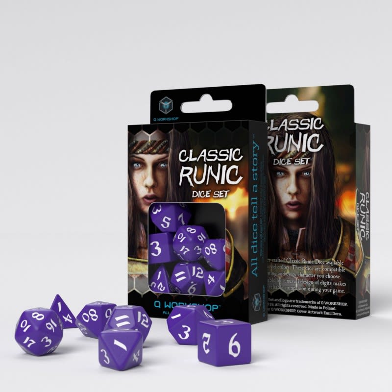 QWORKSHOP CLASSIC RUNIC PURPLE & WHITE DICE SET (7)1