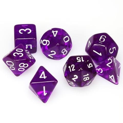 CHESSEX: SET 7 DADOS - POLYHEDRAL: PURPLE/WHITE1