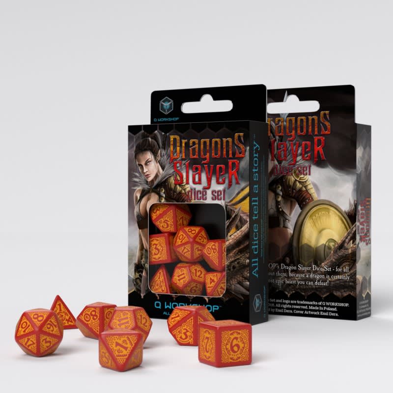 QWORKSHOP DRAGON SLAYER RED & ORANGE DICE SET1