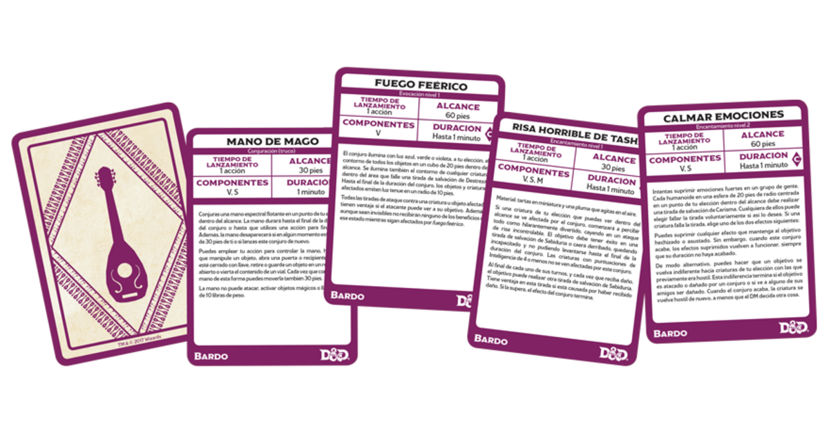 DUNGEONS AND DRAGONS 5TH EDITION: CARTAS DE CONJURO - BARDO (ESPAÑOL)2