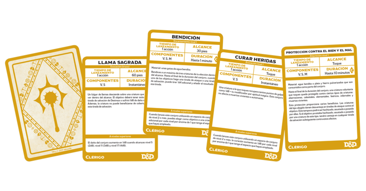 (D&D) DUNGEONS AND DRAGONS 5TH EDITION: CARTAS DE CONJURO - CLERIGO (ESPAÑOL)2