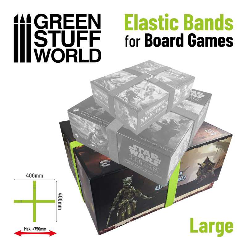 BANDA ELASTICA JUEGOS DE MESA - ELASTIC BAND FOR BOARDGAMES 400MM LIME GREEN (PACK X4)1
