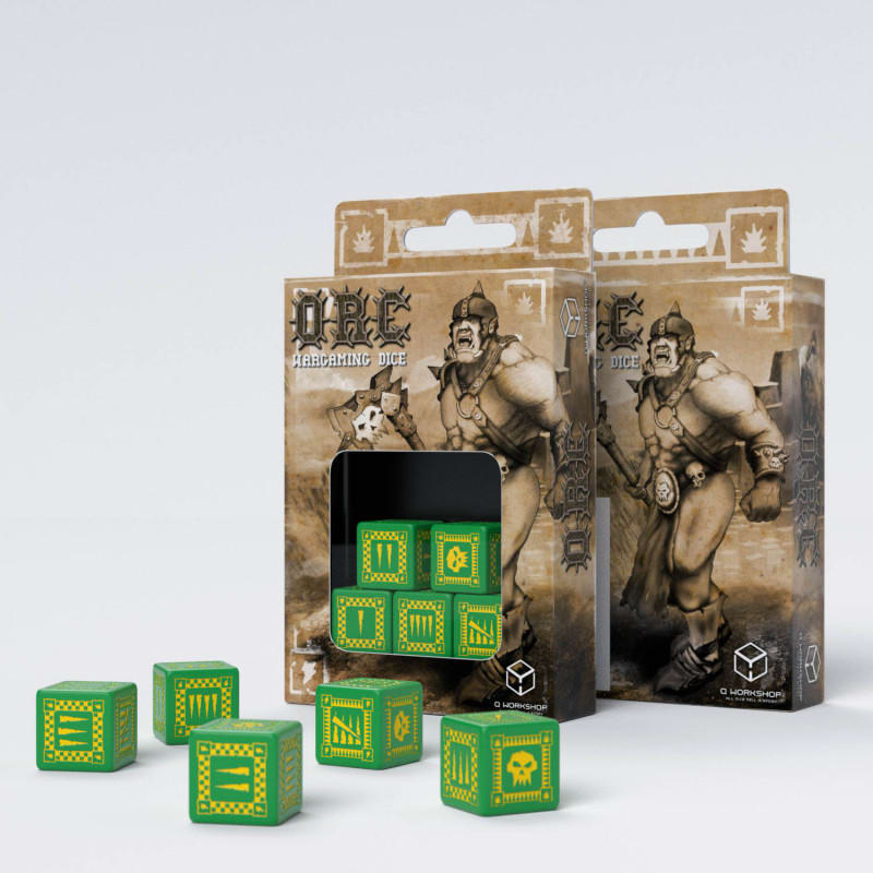 QWORKSHOP ORC GREEN & YELLOW 5D6 DICE (5)1