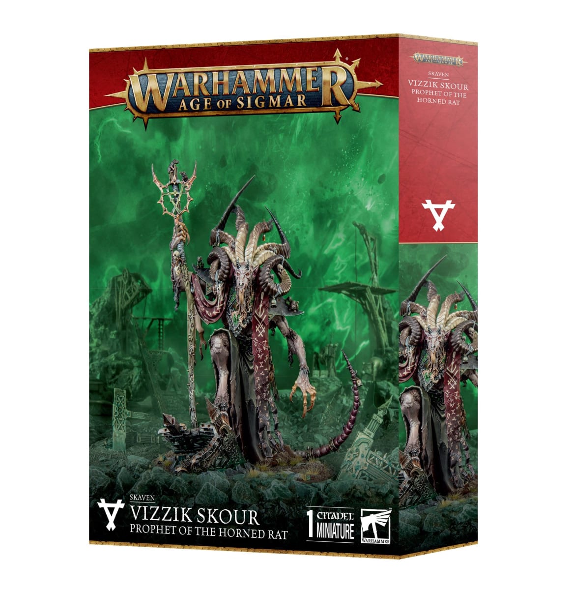 SKAVEN: VIZZIK SKOUR PROPHET HORNED RAT1