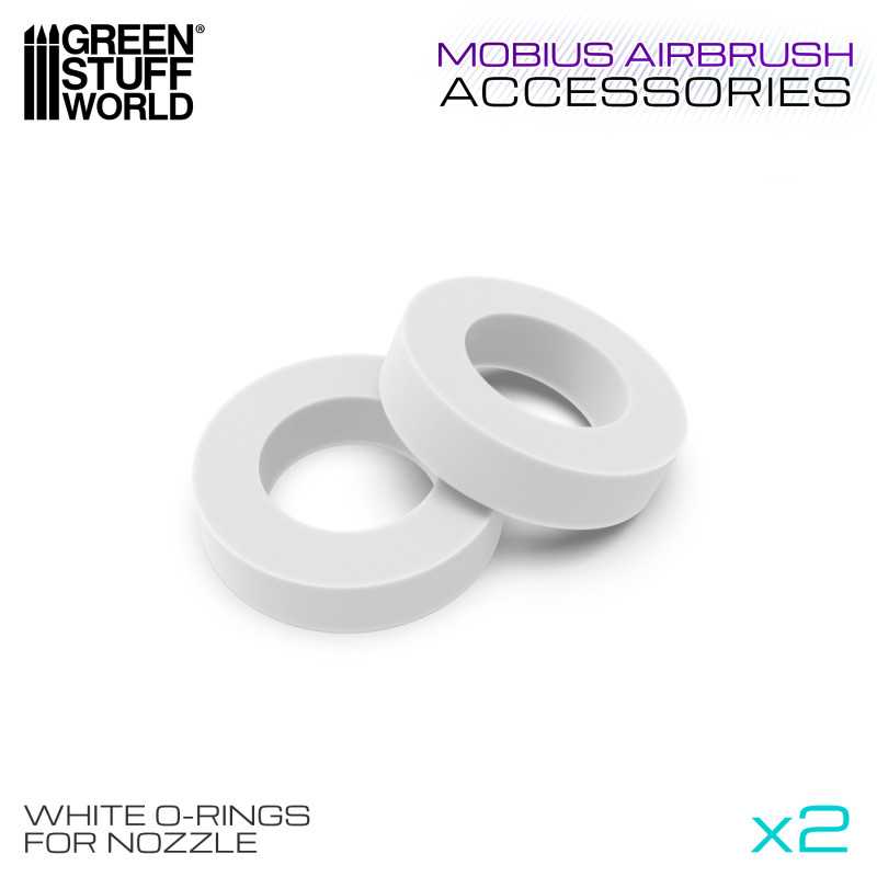 JUNTAS BLANCAS OBTURADOR AEROGRAFO / WHITE O-RINGS FOR NOZZLE - MOBIUS1