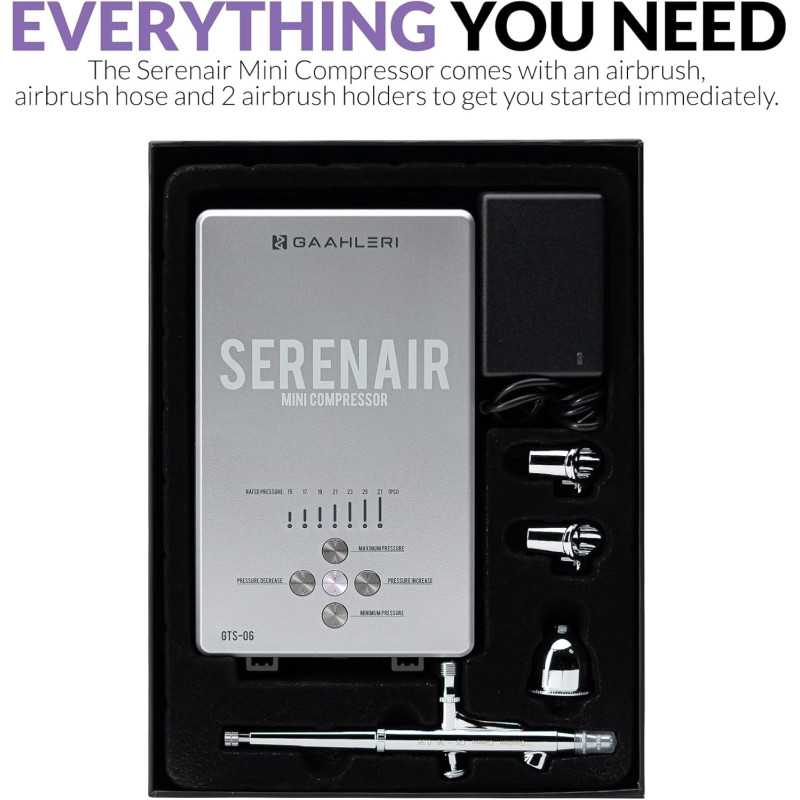 AIRBRUSH KIT WITH COMPRESSOR - AMBITION SERIES GTS-06 SERENAIR BY GAAHLERI3